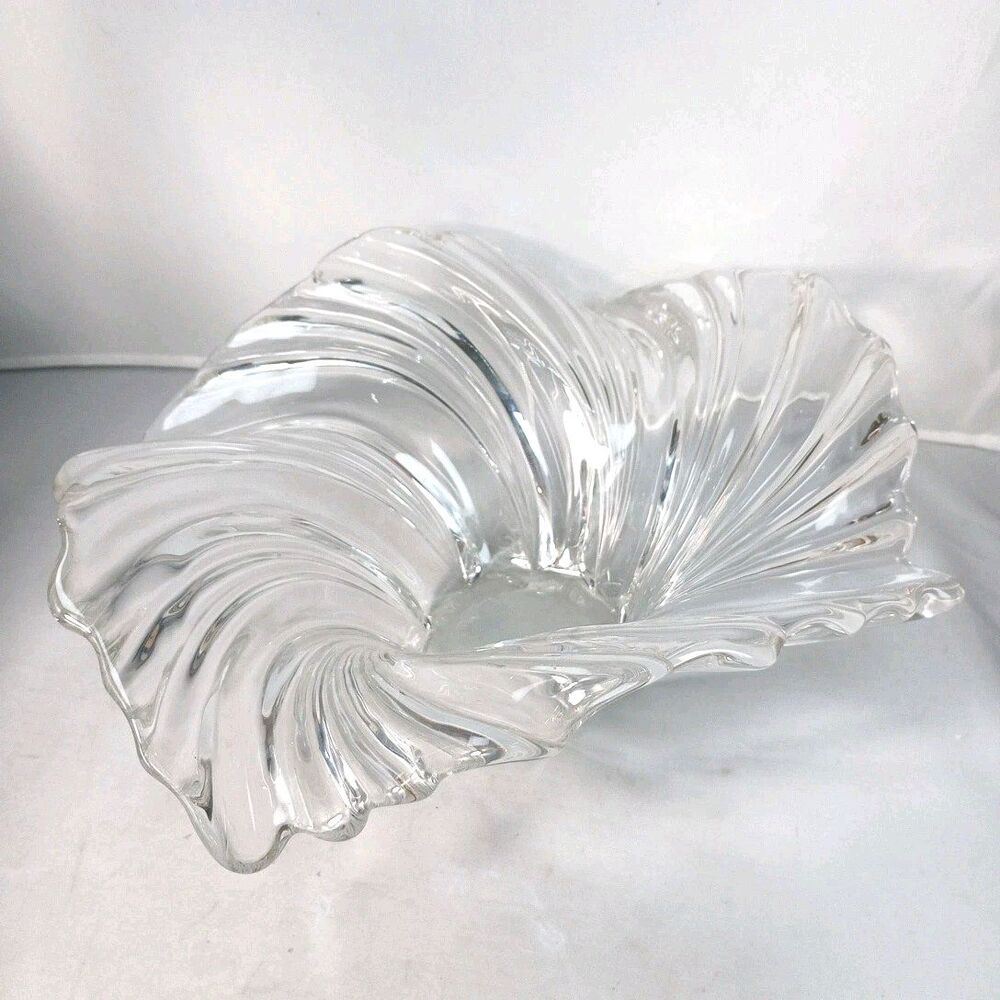 Large 13x4.5" 3lbs‎ Vintage Mikasa Belle Epoque Swirl Wave Crystal Bowl Ctrpiece